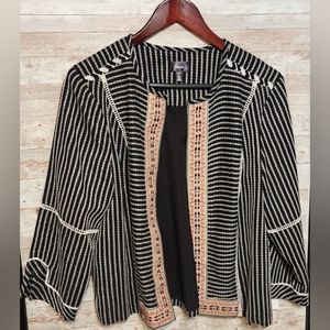 Rafaela Tribal-like Black & White Print Blazer - L